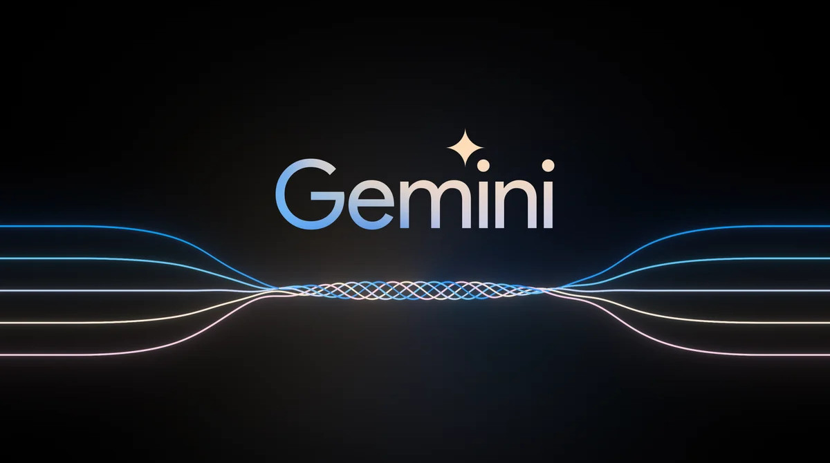 Gemini KI Logo auf schwarzem Hintergrund